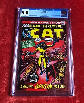 Buy THE CAT #1 CGC 9.0 Marvel Comics 1st Appearance THE CAT (Greer Grant) • 235£