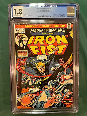 Buy Marvel Premiere #15 CGC 1.8 1st Appearance Iron Fist Marvel 1974 Blue W/ No VS! • 139.02£