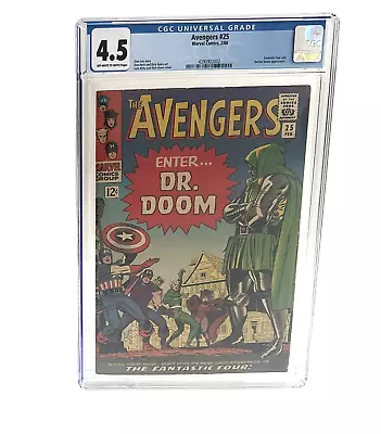 Buy Avengers #25 CGC 4.5 Kirby 1966 KEY 1st Battle Vs Doctor Doom,Fantastic Four App • 42£