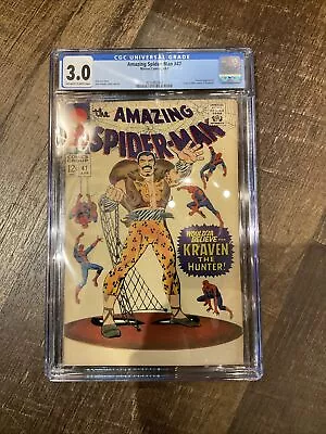 Buy Amazing Spider-man #47 Cgc 3.0 Early Kraven Appearance Classic Cover Ditko S Lee • 98.83£