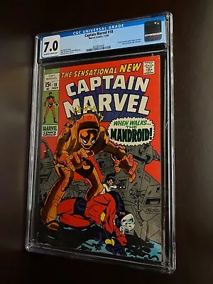 Buy Captain Marvel #18 (1969) / CGC 7.0 / Carol Danvers Gains Super Powers • 39.18£