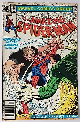 Buy Amazing Spiderman #217, Marvel Comics 1981, Sandman & Hydro Man App • 6.99£