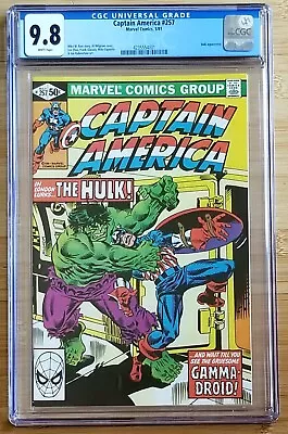 Buy Captain America #257 Classic Hulk Battle Cover Marvel 1981 CGC 9.8 White • 180.96£