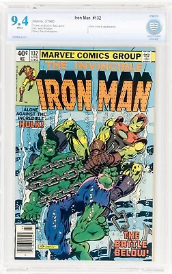 Buy 🔥 Invincible IRON MAN 132 CBCS 9.4 NEWSSTAND WHITE PAGES Classic Cover HULK Cgc • 70.34£