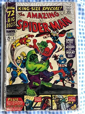 Buy The Amazing Spider-Man Annual 3 (1966) Avengers & Hulk App. Daredevil Cameo • 14.99£
