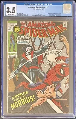 Buy Amazing Spider-Man #101 CGC 3.5 (1971) Off-White Pages First App. Of Morbius • 174.76£