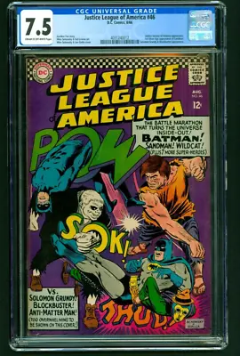 Buy Justice League America 46 DC 1966 CGC 7.5 VF- 1st Sandman Society Solomon Grundy • 177.81£