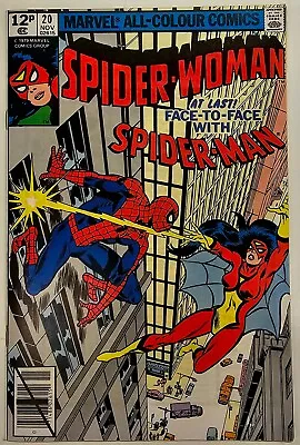 Buy Bronze Age Marvel Comics Spider-Woman Key Issue 20 High Grade VF/NM 1st Meeting • 3.20£