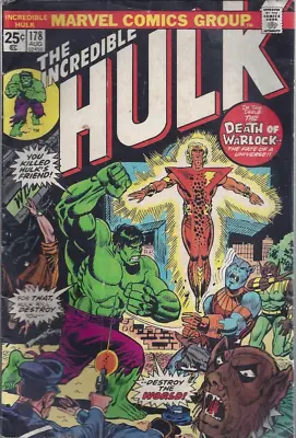 Buy Incredible Hulk #178 VG+ Death Adam Warlock! Marvel 1974 • 7.22£