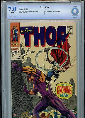 Buy Mighty Thor # 140 CBCS 7.0 FN/VF 1967 Marvel Comics 1st Growing Man Amricons B12 • 159.90£