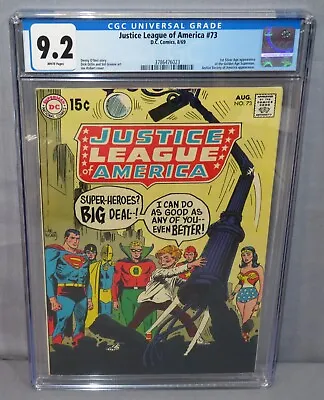Buy JUSTICE LEAGUE OF AMERICA #73 (Joe Kubert Cover) CGC 9.2 NM- White Pages DC 1969 • 143.91£