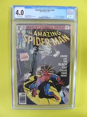 Buy Amazing Spider-Man #194 - 1st Appearance Of Black Cat - CGC 4.0 - Marvel • 193.03£