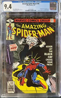 Buy Amazing Spider-Man #194 (1979) CGC 9.4 OWP KEY 1st App Black Cat • 462.46£