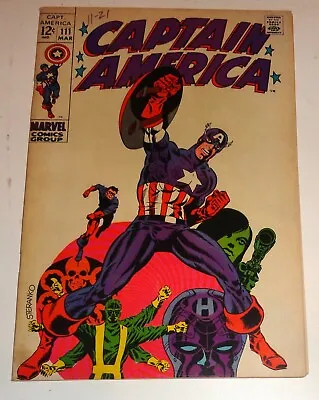 Buy Captain America #111 Steranko Classic Vf 8.0 White Pages 1969  Coolest Cover ! • 102.34£