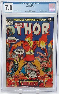 Buy Thor #225 CGC 7.0 1st Appearance Of Firelord Marvel Comics 1974 F/VF • 110.77£