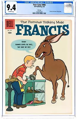 Buy Four Color #906 Francis The Famous Talking Mule CGC 9.4 File Copy Dell, 1958 OWW • 210.65£