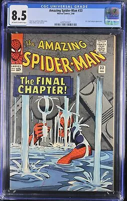 Buy Amazing Spider-Man #33 CGC VF+ 8.5 Classic Cover Stan Lee Ditko! Marvel 1966 • 745.25£