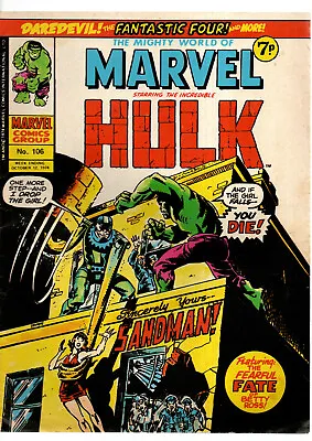 Buy Mighty World Of Marvel: Incredible Hulk 106 October 1974 Marvel Comics UK 7p • 0.99£