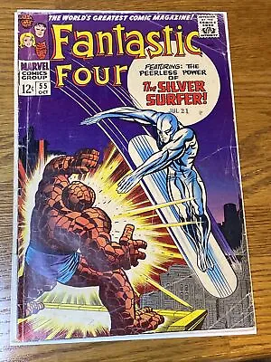 Buy Fantastic Four 55 VG- 3.5 - Key Classic Kirby Cover Silver Surfer Vs. The Thing • 59.29£