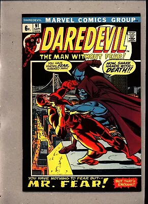 Buy Daredevil #91_sept 1972_near Mint Minus_black Widow_ Mr. Fear _bronze Age Uk! • 3£