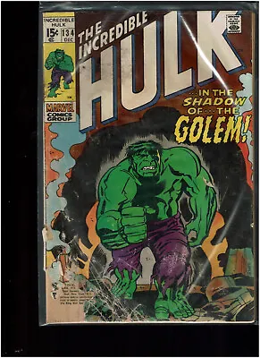 Buy Incredible Hulk  #134  FN-  Bronze Age  December 1970  1st Golem (3.5) • 7.12£