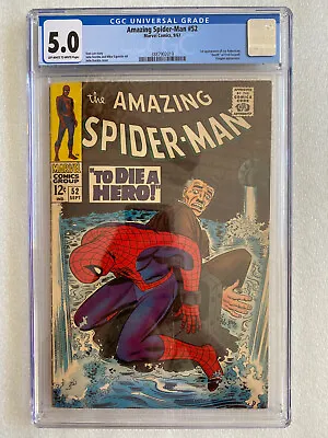 Buy Amazing Spider-Man #52 CGC 5.0 1967 - 1st Appearance Of Joe Robertson • 151.91£