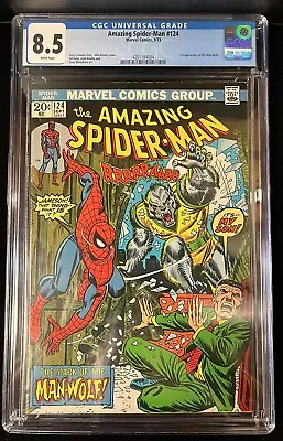 Buy Amazing Spider-Man #124 CGC 8.5 1973 Comic Book 1st App Of The Man-Wolf • 223.86£