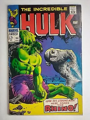 Buy Marvel Comics Incredible Hulk #104 Classic Battle With Rhino; Marie Severin FN • 83.94£