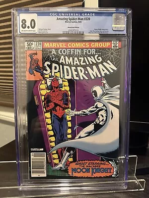 Buy Amazing Spider-Man #220 1981 CGC 8.0 Newsstand Edition Moon Knight Appearance • 48.21£