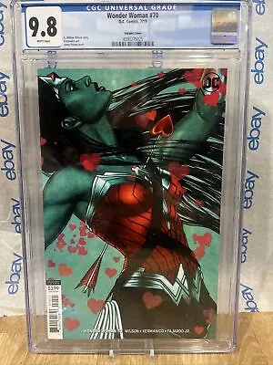 Buy WONDER WOMAN ISSUE #70 - VARIANT COVER 2019 Heart Valentine’s Day Cupid CGC 9.8 • 44.03£