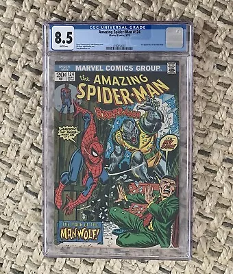 Buy Amazing Spider-Man #124 CGC 8.5 Very Fine+ 1st Man-Wolf Appearance • 376£