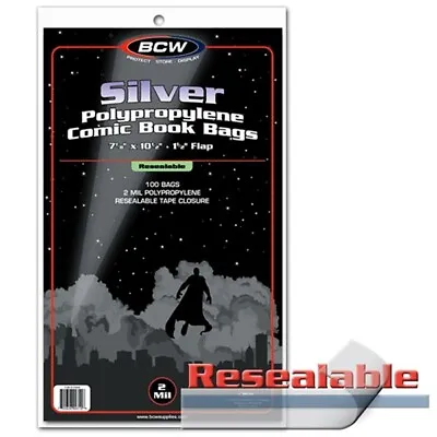 Buy 100 BCW RESEALABLE Silver Age /Era Comic Book Poly Bags +Acid Free Backer Boards • 29.77£