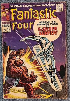 Buy Fantastic Four #55 4th SILVER SURFER App. Classic Kirby Cover Marvel 1966 - G/VG • 33.20£