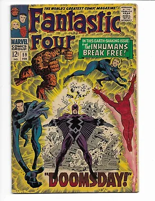 Buy Fantastic Four 59 - Vg/f 5.0 - Doctor Doom - Silver Surfer - Thing (1967) • 51.39£