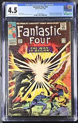 Buy CGC Graded 4.5 Fantastic Four #53 8/66 Marvel Comics Comic Book Klaw Black Panth • 94.87£