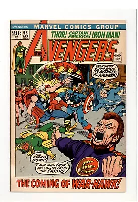 Buy Avengers 98 F Fine 1st Appearance Warhawks Picture Frame Cover 1972 • 11.85£