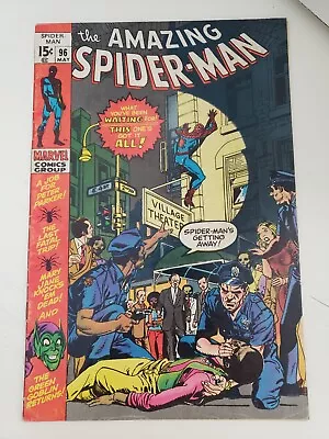 Buy Amazing Spider-Man #96 - 1971 - Controversial Drug Issue No CCA Green Goblin KEY • 59.30£