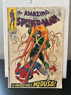 Buy 1968 Marvel Key Comic Book Amazing Spider-Man Issue #62 Medusa App Fair Shape • 39.97£