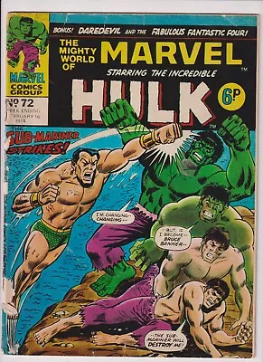 Buy Mighty World Of Marvel #72 Hulk Daredevil Fantastic Four Wally Wood Kirby Lee • 1.49£