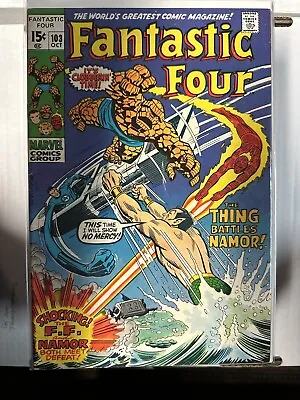 Buy Fantastic Four 103 Mid Grade Bronze Age Marvel Sub-Mariner Romita Art 1970 • 23.82£