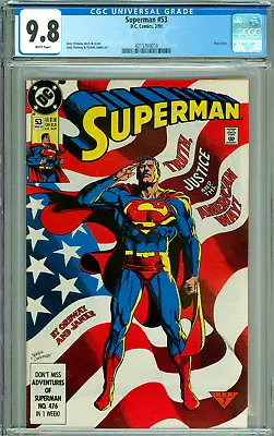 Buy Superman 53 Cgc 9.8 Classic Flag Cover Iconic Usa Patriotic America Wwii Dc 1991 • 296.84£