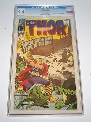 Buy Thor #132 - Marvel 1966 Silver Age Key Issue - CGC NM 9.4 - (1st Ego In Cameo) • 312.29£