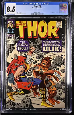 Buy Thor #137 CGC 8.5 2/1967 Marvel Comics | 1st Appearance Of Ulik Silver Age • 231.63£