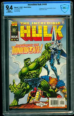 Buy Incredible Hulk #449 CBCS 9.4 1st App Thunderbolts Marvel Comics 1997 CGC MCU • 160.85£