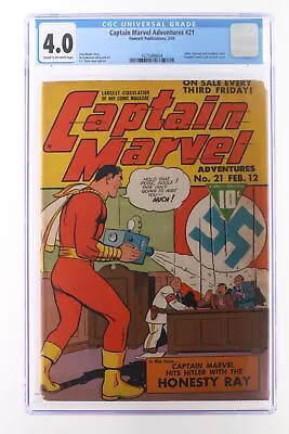 Buy Captain Marvel Adventures #21 - Fawcett Publications 1943 CGC 4.0 Hitler Cover • 2,007.07£