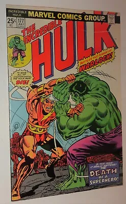 Buy Incredible Hulk #177 Warlock Battle Trimpe Classic Vf- 1974 • 27.15£
