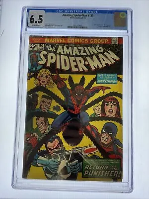 Buy Amazing Spider-Man #135 CGC 6.5 OW Pages 1974 Marvel Comics 2nd App Punisher • 210£