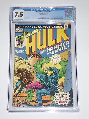 Buy Incredible Hulk 182 (1974) CGC 7.5 Mark Jewelers Insert Variant, 3rd Wolverine • 436.88£