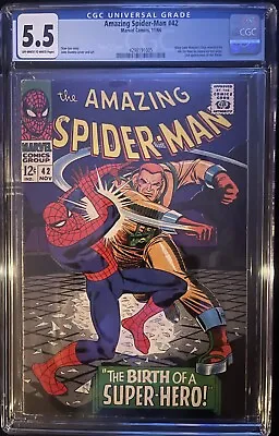Buy AMAZING SPIDER-MAN #42 CGC 5.5 Marvel NOV 1966 OW/W Pages  MARY JANE WATSON Face • 148.81£