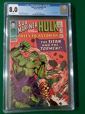 Buy Tales To Astonish 79 CGC 8.0 White Pages! Hulk Vs Hercules Battle Cover  • 200.15£